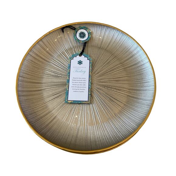 Gorgeous Champagne & Gold Turkish Glass Appetizer Dessert Plates 8" Set 4 New - Picture 13 of 13